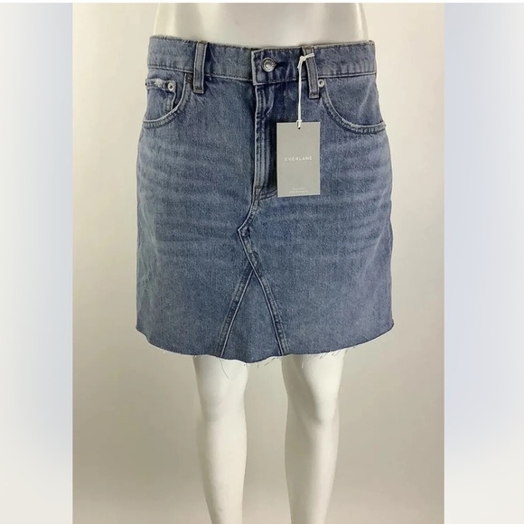 NWT Everlane Sz 30 The Reconstructed Denim Skirt Medium Wash Blue 100% Cotton - Picture 1 of 8